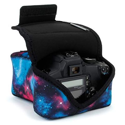 USA Gear DSLR Camera Sleeve (Galaxy) with Neoprene Protection, Holster Belt Loop and Accessory Storage - Compatible with Canon EOS Rebel T7, T8, SL3, R7, Nikon D3400, Pentax K-70 and Many More