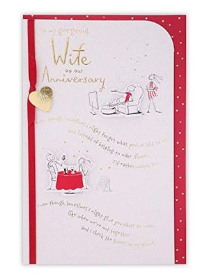 Clintons: Biglietto di anniversario per moglie con personaggi Stick, 165 x 254 mm, multicolore, 1164179