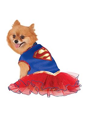 Disfarce oficial de Rubie's DC Comics Supergirl para cão, vestido tutu, tamanho: XS gola a cauda, 7 polegadas, peito 12 polegadas, Halloween, Halloween
