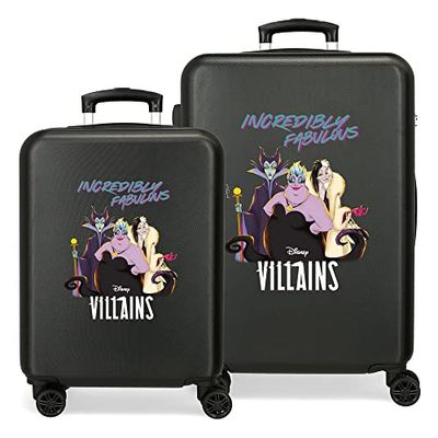 Disney Villains Incredibly Fabulous Resväskor Set Svart 55/65 cms Stelt ABS Kombinationslås Sidor 56L 6 kg 4 Dubbla hjul Bagage Hand, Svart, Talla única, Bagageuppsättning