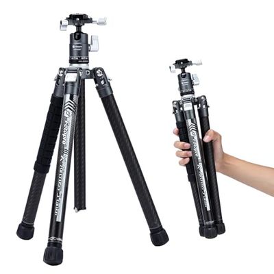Fotopro Treppiede in fibra di carbonio per fotocamera da 2 lbs ultra leggero 62 pollici Max ricarica fino a 22lbs X-Aircross 3 grigio