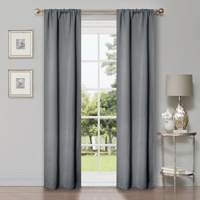 Superior Lot de 2 Rideaux occultants Thermiques pour Chambre à Coucher et Salon avec Passe-Tringle, 66 x 213,4 cm, Gris