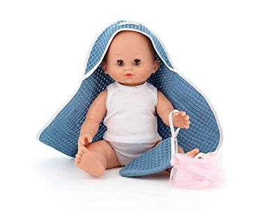 Vilac - Petit Câlin Cape de Bain - Jouet en Vinyle et Tissu - Poupon avec Tenue de Bain - 36 Cm - Corps Souple pour Les Enfants - À Partir de 3 Ans