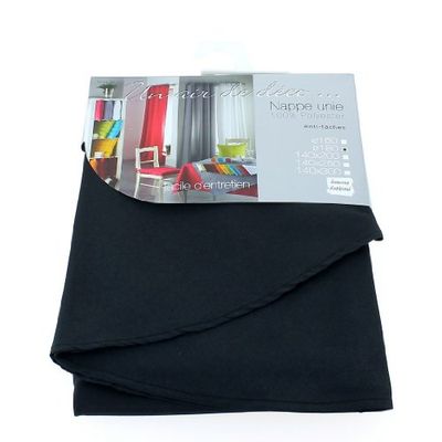 Douceur d'Intérieur - 1720378, Toalha de mesa retangular, 140 x 250 cm, Essentiel, poliéster liso, preto