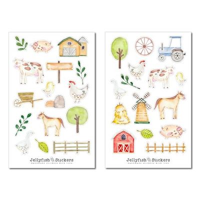 Set di adesivi sulla fattoria - Adesivi carini, adesivi per il diario, adesivi pulcino, capra, animali, fattoria, pollo, mucca, cavallo, maiale, per bambini