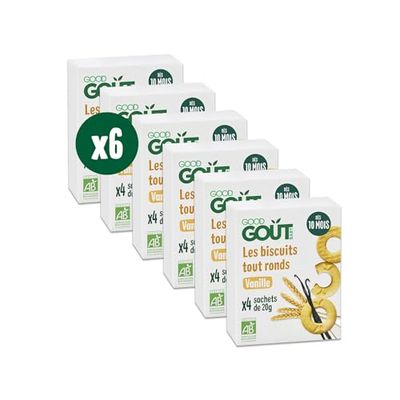 GOOD GOÛT - Les Biscuits Tout Ronds Vanille - Biscuits Bébé - Dès 10 Mois -Bio - Sans Huile De Palme - 4 Sachets - Lot de 6