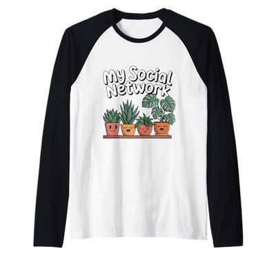 My Social Network is Green Plant Lover Plant Parent Fun Raglan Baseball Tee