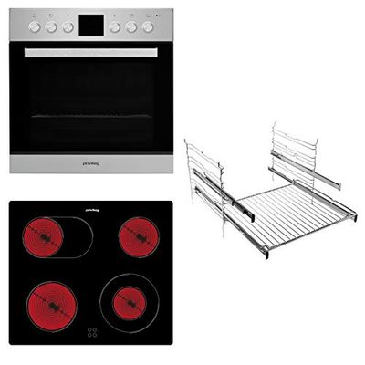 Privileg Set PV520 IN - Cuisinière à chaleur tournante multifonction avec 5 fonctions - Fonction de nettoyage hydrolyse - Avec 2 niveaux - A - Plaque de cuisson vitrocéramique - 60 cm