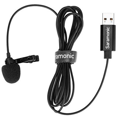 Saramonic - Micrphone USB Lavalier para PC y Mac, 2 m, USB-A, Ordenador portátil, micrófono de Solapa, Negro