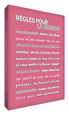 Little Helper Feel Good Art Toile sur Cadre Mural de Style Moderne Règle de Notre Maison Vintage Rose 91 x 60 cm