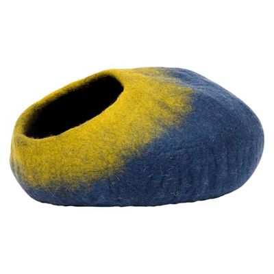 Dharma Dog Karma Cat, Lit Niche Grotte pour Chat Maison pour Chat, Ombré Marine/Vert, Coloré et Amusant, Robuste à l'extérieur & Douillet à l'intérieur, pour Le Confort et l'intimité, 50x36x25cm