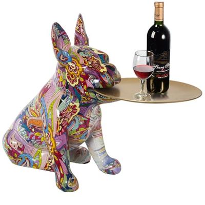 Alexandra House Living Decoratief figuur, meerkleurig, plastic, hond, 22 x 34 x 29 cm, dienblad