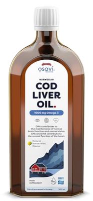 Norwegian Cod Liver Oil, 1000mg Omega 3 (Lemon-Mint) - 500 ml.