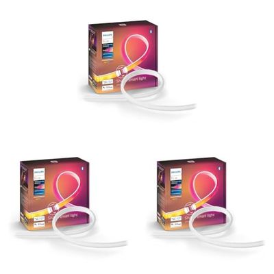 Philips Hue Philips Lighting 929002995001 White and Color Ambiance lightstrip Extension 1 mètre, Blanc (Lot de 3)