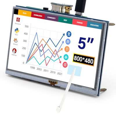 ELECROW Raspberry Pi Display, 5 inch touchscreen resolutie 800 x 480 TFT LCD mini-monitor voor Raspberry Pi, BB Black, Banana Pi, Win 7 8 10, Jetson Nano