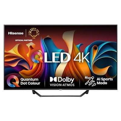 Hisense TV 43" QLED 4K 43A72NQ, Smart TV VIDAA U7, Dolby Vision, HDR 10+, Game Mode Plus, Dolby Atmos, Alexa Built-in, VIDAA Voice, Tuner DVB-T2/S2 HEVC 10, lativù 4K