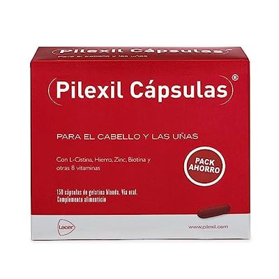 PILEXIL CAPSULAS - Pilexil 150 Cápsulas Anticaida del Cabello, Vitaminas y Nutrientes para el Cabello, Máxima Eficacia, Biotina, Zinc, Sin Gluten, Administración Oral