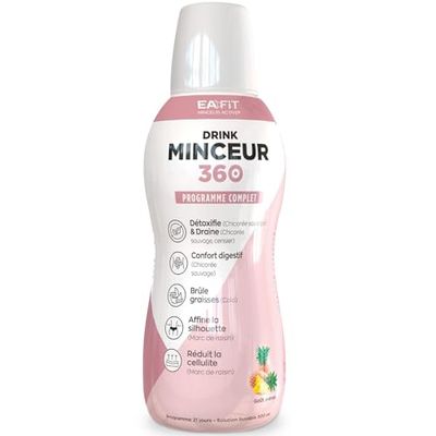 BOISSON MINCEUR | Minceur 360 drink EAFIT | Boisson minceur rapides et efficaces | Bruleur de Graisse | Draine et détoxifie pour perte de poids efficace | Goût Ananas | 500ml | Fabriqué en France