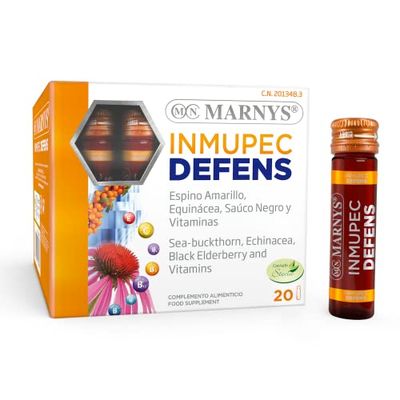 Inmupec Defens MARNYS, Equinácea + Espino Amarillo + Saúco + vitaminas - Refuerzo Del Sistema Inmune y Aumento De Las Defensas - 20 viales bebibles