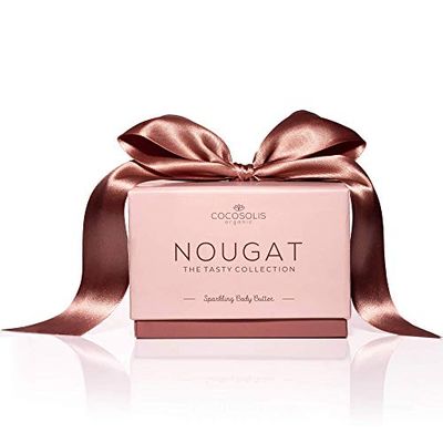 COCOSOLIS NOUGAT Bodycreme-100% naturalny balsam do ciała dla kobiet – luksusowy płyn, elegancki połysk i aromat w super miękkim kremie do ciała Shea z jasnobrązowym akcentem (250 ml.)