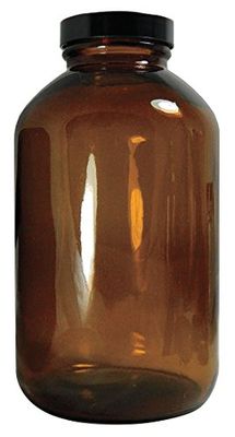 Qorpak GLC-02204 Brede Mond Packer Fles met 38-400 Zwarte Fenolische Pulp/Vinyl gevoerde Cap Attached Vacuum en Ionized, 120 mL, Amber (Pack van 24)