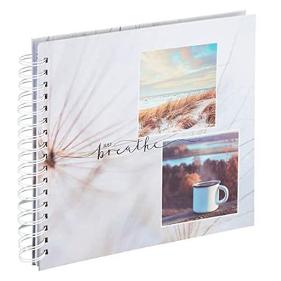 Hama Album photo à spirale "Relax" (Album souvenirs vacances, anniversaire, 28x24 cm, 50 pages blanches à personnaliser et à coller, jusqu'à 100 photos de 10 x 15 cm) Multicolor/Breathe, 00007247