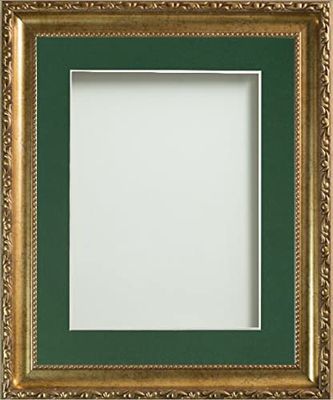 Frame Company Brompton Gold 16x12 inch Frame With Bottle Green Mount for Image 12x10 inch *Choice of sizes* Fitted with Real Glass