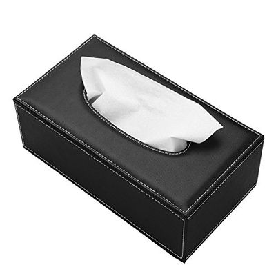 KINGFOM™ boîte à mouchoirs en cuir pour la maison, le bureau et la voiture (Noir)