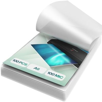 ACROPAQ Laminating Pouches A6-100 Pack, 200 Micron (2 x 100 Micron), Glossy Finish, Premium Quality, Rounded Corners, Ideal for Craft Materials and signages - 18016