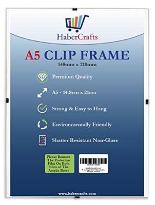 A5 Clip Frame Wall Hanging - Strong Glass-Free Frameless Clear Display for Posters, Certificates, Photographs, Comics - Lightweight 148mm x 210mm (12 Pack)
