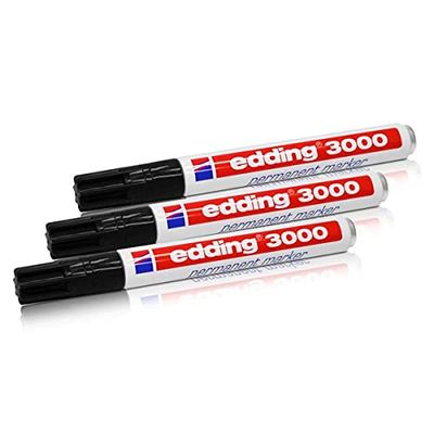 edding 3000 permanente markers, 1,5-3 mm, navulbaar, zwart, verpakking van 3 stuks