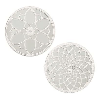Set de 2 Retablos de Madera: DM Caldos con Espejo en Blanco Decape 40x1,4cm