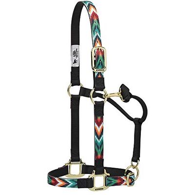 Vävare läder Chevron justerbar nylon häst nylon hästgrimma liten, svart/multi