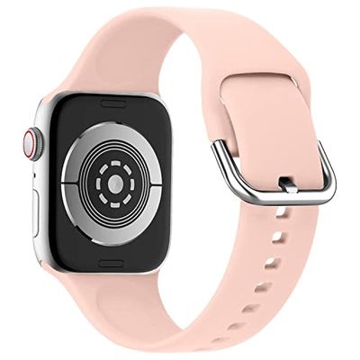 HiClothbo Compatibel met Apple Watch Band 42/44/45 mm, zachte siliconen sportarmband voor iWatch Ultra Series 8, 7, 6, 5, 4, 3, 2, 1, SE, poederzand, poederzand, 42/44/45mm