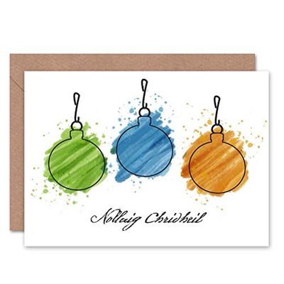 Wee Blue Coo NOLLAIG CHRIDHEIL SCEITSE BAUBLES galaktyczna kartka świąteczna