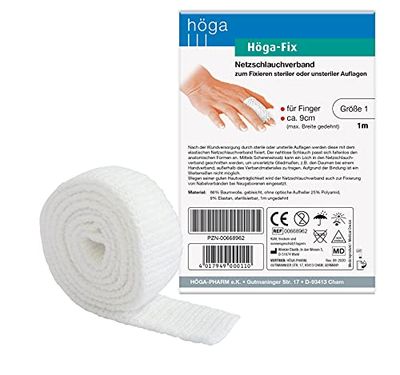 Höga Fix, ligadura tubular elástica para fixação de curativos, tamanho 1 a 1 m, para dedos, embalagem de 2