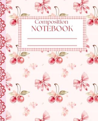 Coquette Composition Notebook Collage Ruled: Cherry Girly Aesthetic - Light Pink School Supplies for Girls, Teens and Women