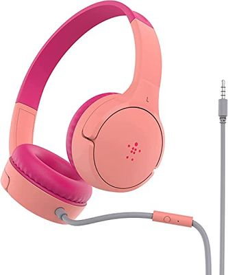 Belkin SoundForm Mini Cuffie on-ear con filo per bambini, headset over-ear per bambini con microfono per didattica a distanza, scuola, viaggi e videogiochi, per dispositivi con AUX da 3,5 mm - Rosa