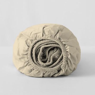 Sábana bajera ajustable de punto elástico color piedra. Cama de 160 (alto 30 cm)