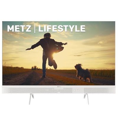 Metz Draagbare tv 32 inch Smart Google Tele HD met HDR handgreep 10 krachtige luidsprekers DBX Television Dolby Audio Chromecast geïntegreerde spraakbesturing Google Assistant (32MTE7000 wit)