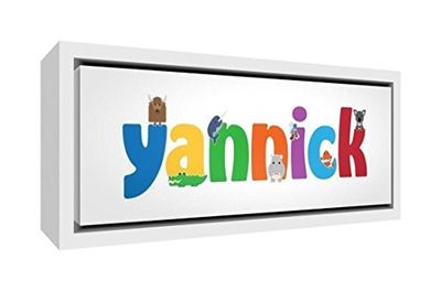 Little Helper YANNICK1542-FC-15DE trä inramad kanvas tryck personligt med jungelnamn, yannick, liten, 19 x 46 x 3 cm