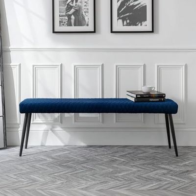 Julian Bowen Banc sans dossier Luxe, bleu, 140 x 38.5cm