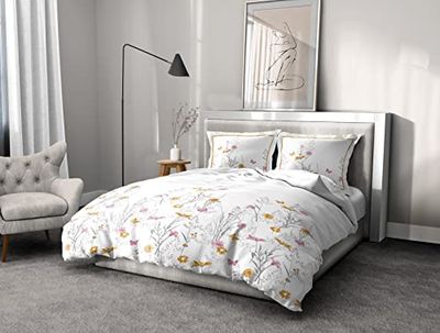 Home Linge Passion | Housse de Couette - 3 Pièces | 100% Coton - 57 Fils | 2 Personnes - 240x260 cm | Mademoiselle Jaune