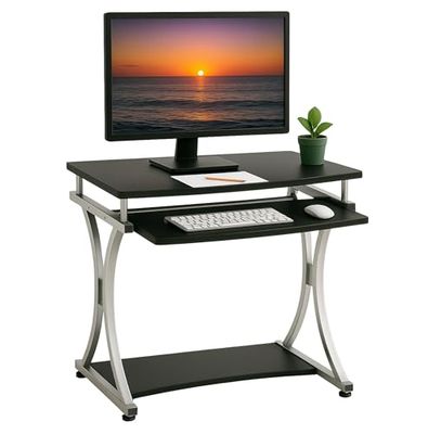 Techly - Mesa compacta para PC com bandeja removível - modelo ICA-TB 328BK – Superfície de trabalho e bandeja em fibra de madeira - Estrutura de metal - preto/grafite - 700 mm de largura - 550 mm de