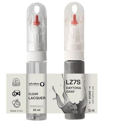 SD COLORS DAYTONA GRAY LZ7S TOUCH UP 20 ML PAINT CONVENIENT BRUSH FOR SCRATCH REPAIR FIX (PAINT+LACQUER)