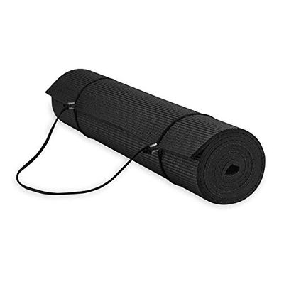 Gaiam Essentials Premium yogamat met yogamat draagdoek, zwart, 72 inch x 24 inch x 1/4 inch dik