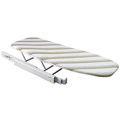 Emuca Planche à Repasser Pliable pour Tiroir Coulissant, Table de Repassage avec Housse, Blanc