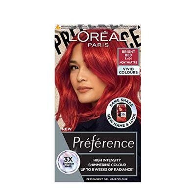 L'Oréal Paris Permanent Hair Colour, Long-Lasting Shine And Intense Colour, For Up To 8 Weeks, Preference Vivids (Colorista), Bright Red 8.624, X1 Pack