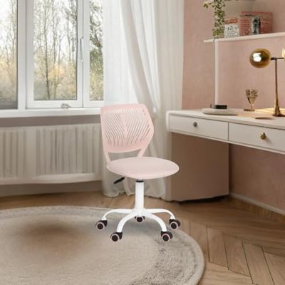 FurnitureR Teenage Office Chair, Height Adjustable Armless Task Chair, Colourful Study Chair for Home and Office, Computer Chair, Ergonomic & Swivel Office Chair, 40.5 x 44 x 87cm, Morandi Pink