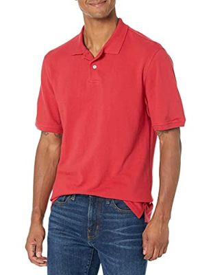 Amazon Essentials Camisola polo de algodão com corte regular (disponível em tamanhos grandes e grandes especiais) homem, vermelho, M